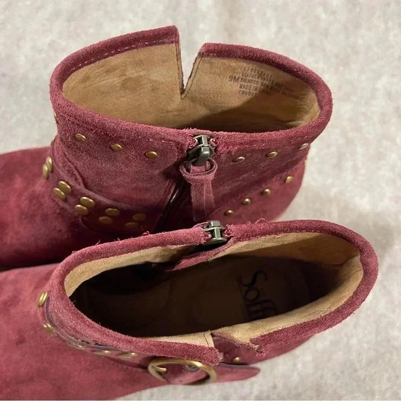 Sofft Allene Suede Ankle Bootie Rustic Red Western Chic Antique Stud Size 9 - Picture 10 of 16